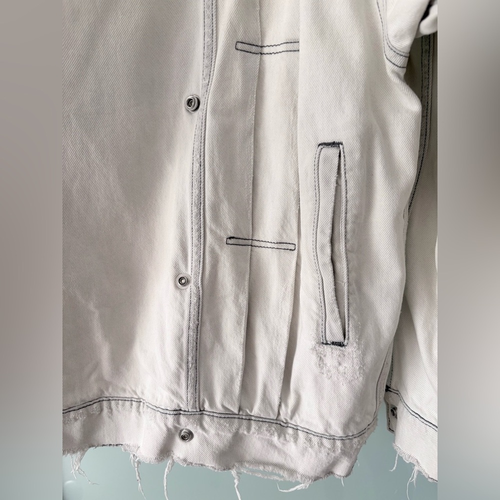 IRO Noumia Oversized Jacket Light Gray | Designer Denim Moto Jacket | Size  38 - Picture 4 of 6